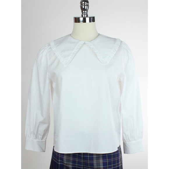 SOLD Zara White Poplin Peter Pan Collar Shirt - Picture 2 of 8
